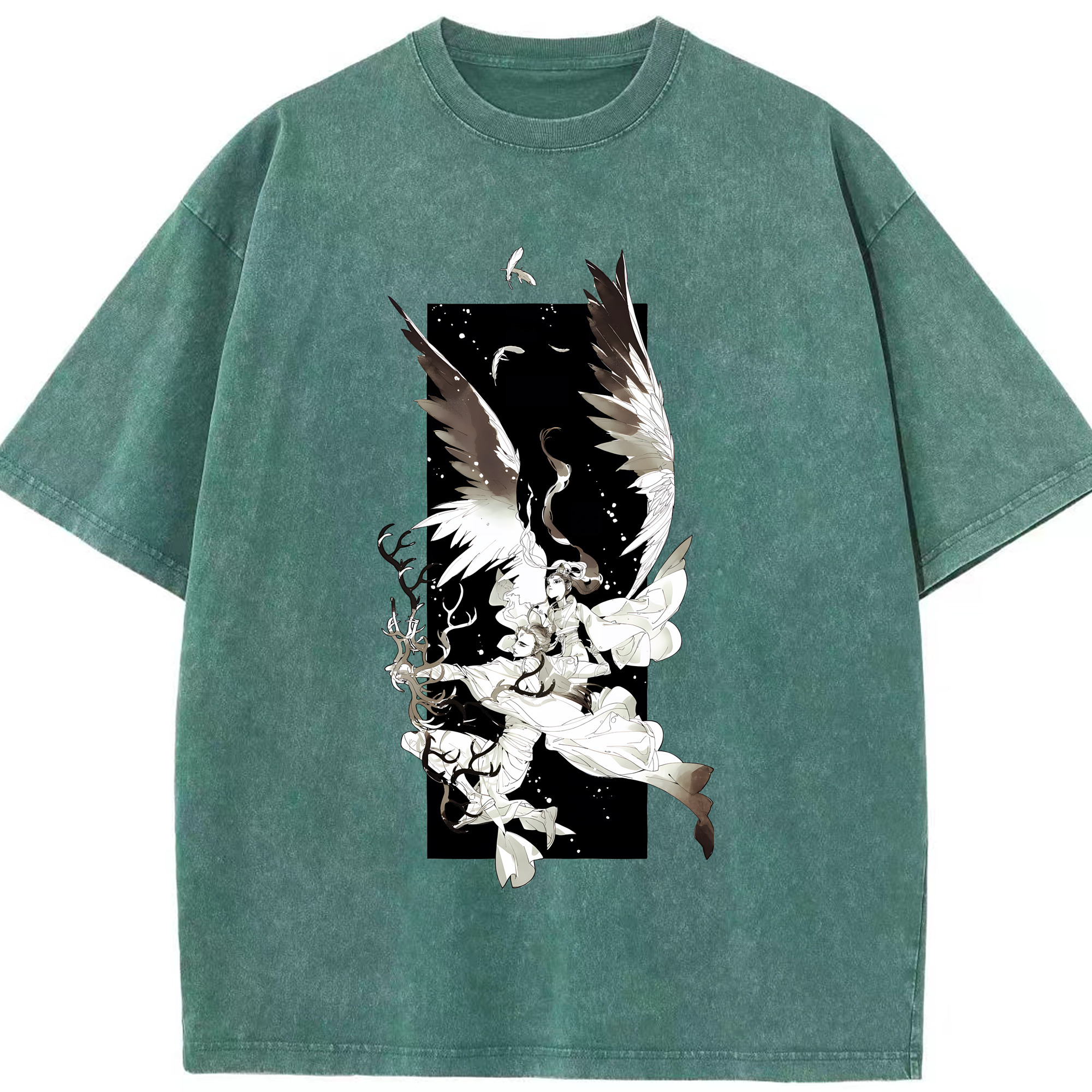 （画像用） Ne Zha 2 ナタ 魔童の大暴れ 綿100% ヴィンテージ風 半袖Tシャツ（フロントプリント）